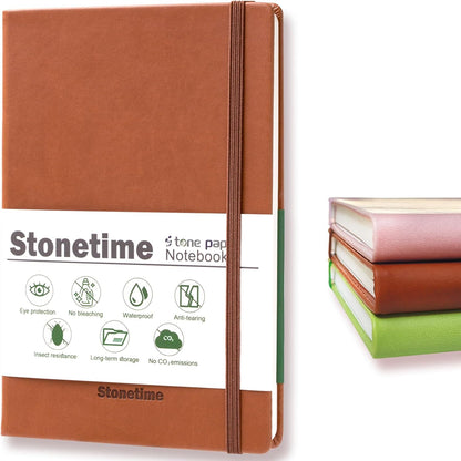 Stone Paper Notebook for Women Men, A5 Waterproof Notebook Hardcover Executive Journal, Ruled Notebooks for Work, Business, Writing, School, 160 Pages(Green)