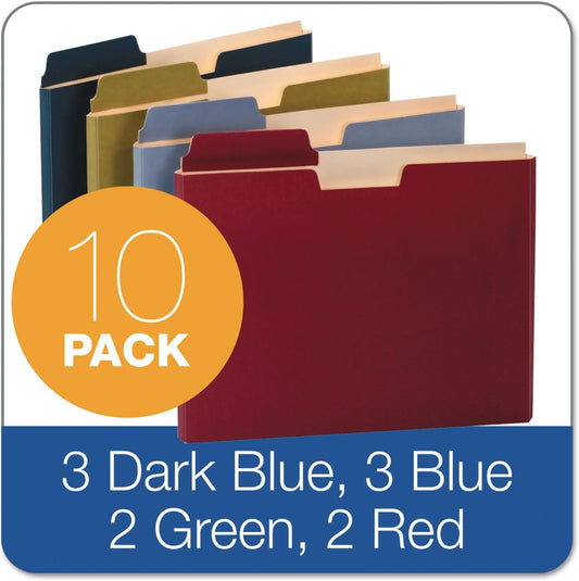Pendaflex Globe-Weis/Pendaflex File Folder Pockets, 150 Sheet Capacity, Letter Size, Double Top, 1/3 Cut Tabs, Assorted Colors, 10 Pack (FP153L10 ASST)
