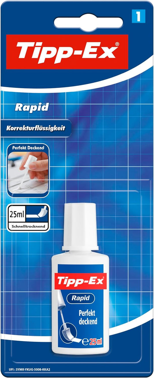 TIPP-Ex Rapid Top-Quality Opaque and Clean Correction Bottle of 20 ml Liquid- Long-Lasting Product - Pack of 1
