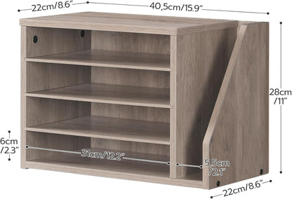 HOOBRO Mail Sorter, Literature Organizer with Adjustable Shelves, Paper Organizer for Office, Home, Wood Countertop File Holders, Mails, Magazines, Rustic Brown FG41WF01