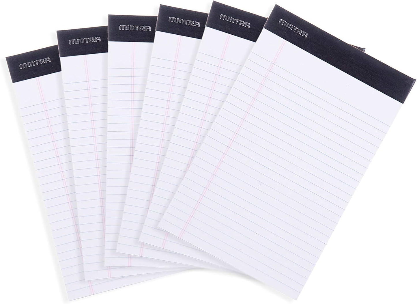 Mintra Office Colorful Legal Pads - Includes 2 Blue, 2 Pink, and, 2 Green Writing Pads, Micro Perforated Lined Sheets, Ideal for Professional & Personal Use, 5"x8" Narrow Ruled, 6 pack Basic Pastel