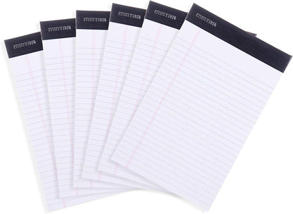 Mintra Office Colorful Legal Pads - Includes 2 Blue, 2 Pink, and, 2 Green Writing Pads, Micro Perforated Lined Sheets, Ideal for Professional & Personal Use, 5"x8" Narrow Ruled, 6 pack Basic Pastel