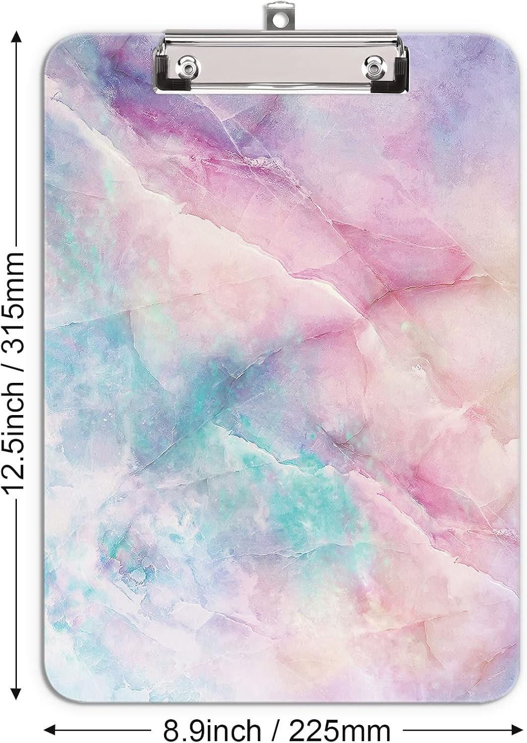 Hongri Plastic Cute Clipboard, Letter Size for Students, Teacher, Woman and Kids, Low Profile Clip, Decorative Pattern, Size 9 x 12.5 in, Dream Marble