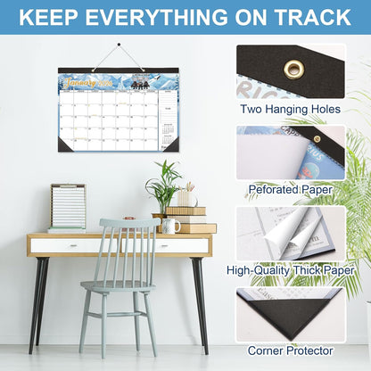 24 Month Desk Calendar 2026-2027, Runs from January 2026 to December 2027, Large 17"x12" Desktop/Wall Monthly Calendar, 2 Year Academic Calendar with Note & To Do for Home, School or office