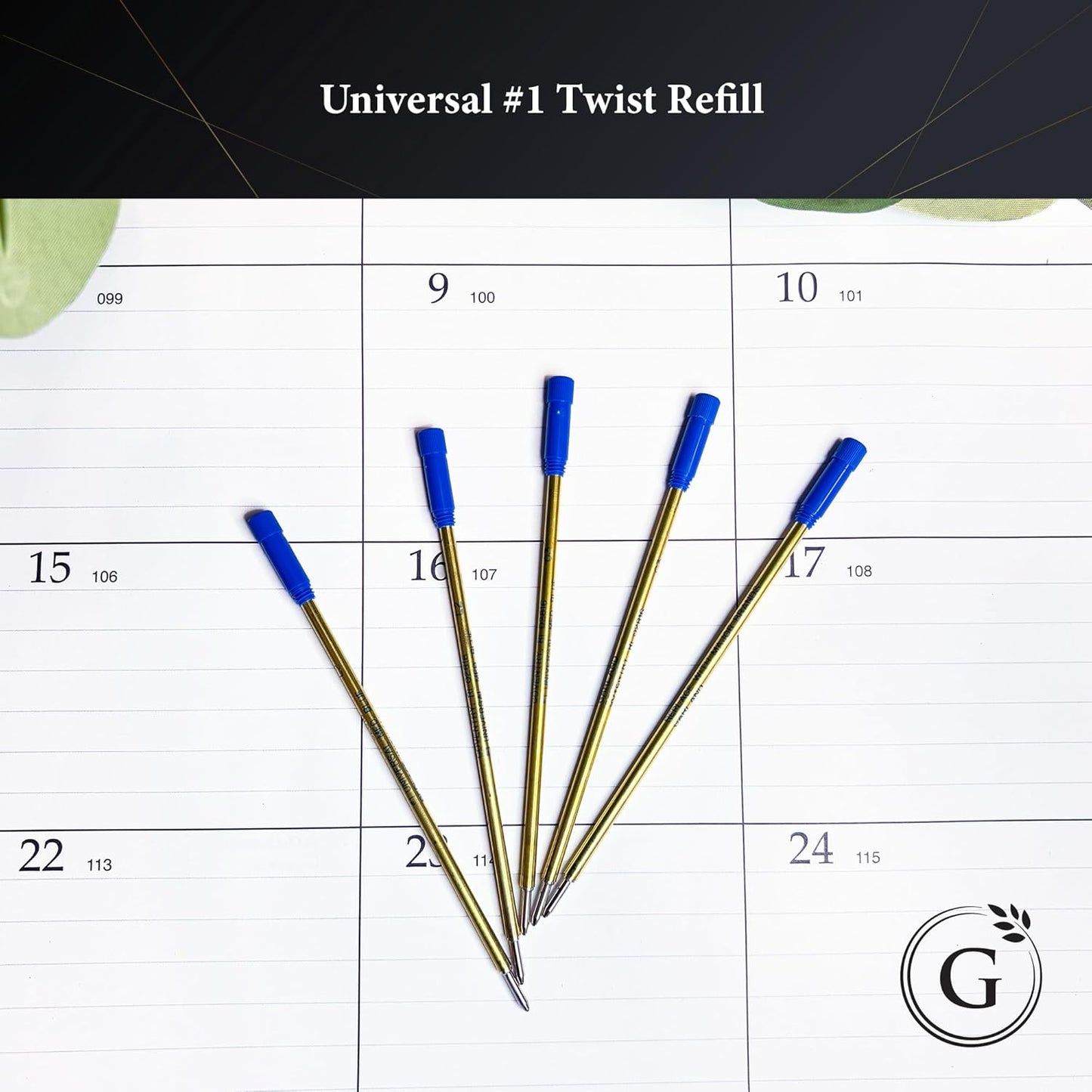 Garland Universal #1 Cross Compatible Ballpoint Pen Refill, USA Made, Archival Ink, 1.0mm Medium Point, Smooth Writing, 5 Pack (Blue)