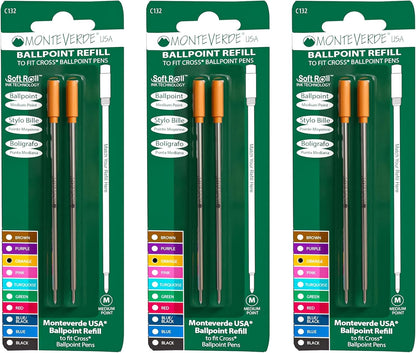 Monteverde USA Soft Ballpoint Refills to Fit Cross Pens, Medium Point, Green Ink, 2-Pack – Bold and Smooth Writing Solution