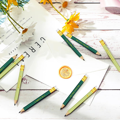 Crtiin 50 Pcs Bridal Shower Pencils Half Golf Wedding Pencils with Eraser 4 Inch Short Pocket Pre Sharpened for Wedding Game Bridal Shower Presents Classroom School(Wood Color)