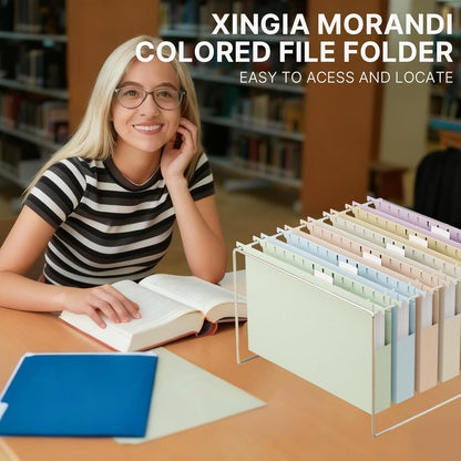 XINGIA Legal Size Hanging File Folders Extra Capacity,1'' Expansion Hanging Folders for Filing Cabinet,12 Pack Wheat Straw File Folders Hanging with Tabs,Pastel Hanging File Organizer for Office
