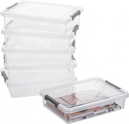 Citylife 3 PCS Plastic Storage Bins with Latching Lids Portable Project Case Clear File Box Stackable Storage Containers for Organizing A4 Paper, Photo, Document, Scrapbook