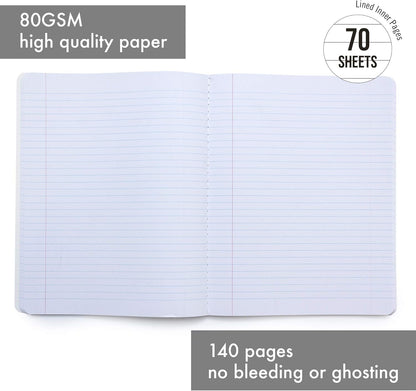 Pukka Pad, Composition Notebooks - 3 Pack of Journals Featuring 140 Pages of College Ruled 80GSM Paper with Sturdy Cover Stock - 9.75 x 7.5in - Bloom