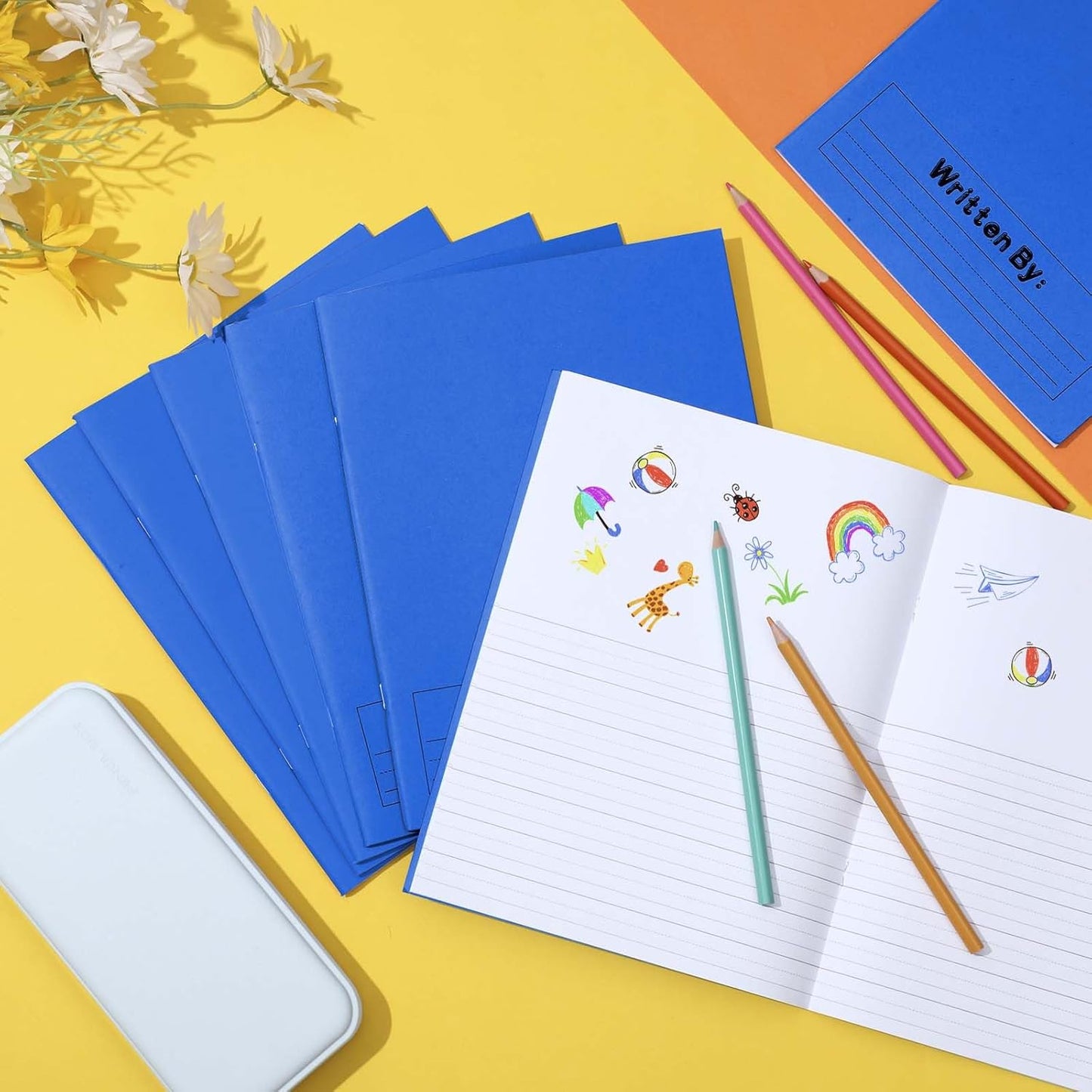 Henoyso 12 Pcs Primary Composition Notebook K-2 Primary Journal, Notebook for Kids Supplies, Bulk Blank Writing Book for Kid to Write Draw Journal 60 Page (9.8″ X 7.5″,Light Color)