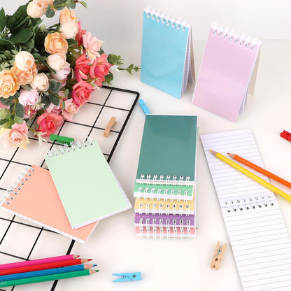Hxezoc 10 Pack Small Pocket Notebooks, 3 x 5 Inches Mini Kraft Spiral Pocket Notebook with Lined Pages Memo Pads for Kids Home Office School Classroom Decoration Supplies