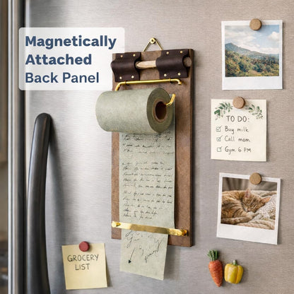 Retro Wall Mounted Memo Board with 1 Natural Dark Green Roll – Rustic Clipboard Notepad, Tearable Writing Pad for Notes, Menu, Kitchen, Café and Home Office Decoration
