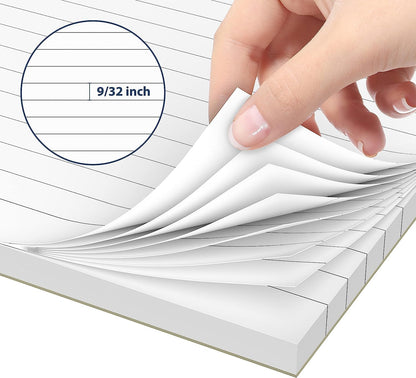 Legal Pads 8.5 x 14 Note Pads, 6 Pack Writing Pads Wide Ruled Notepads, Micro Perforated Notepad, Double-Side Printed Lined Paper Pads 30 Sheets per Notepad, White Legal Pads for Home, Office, School