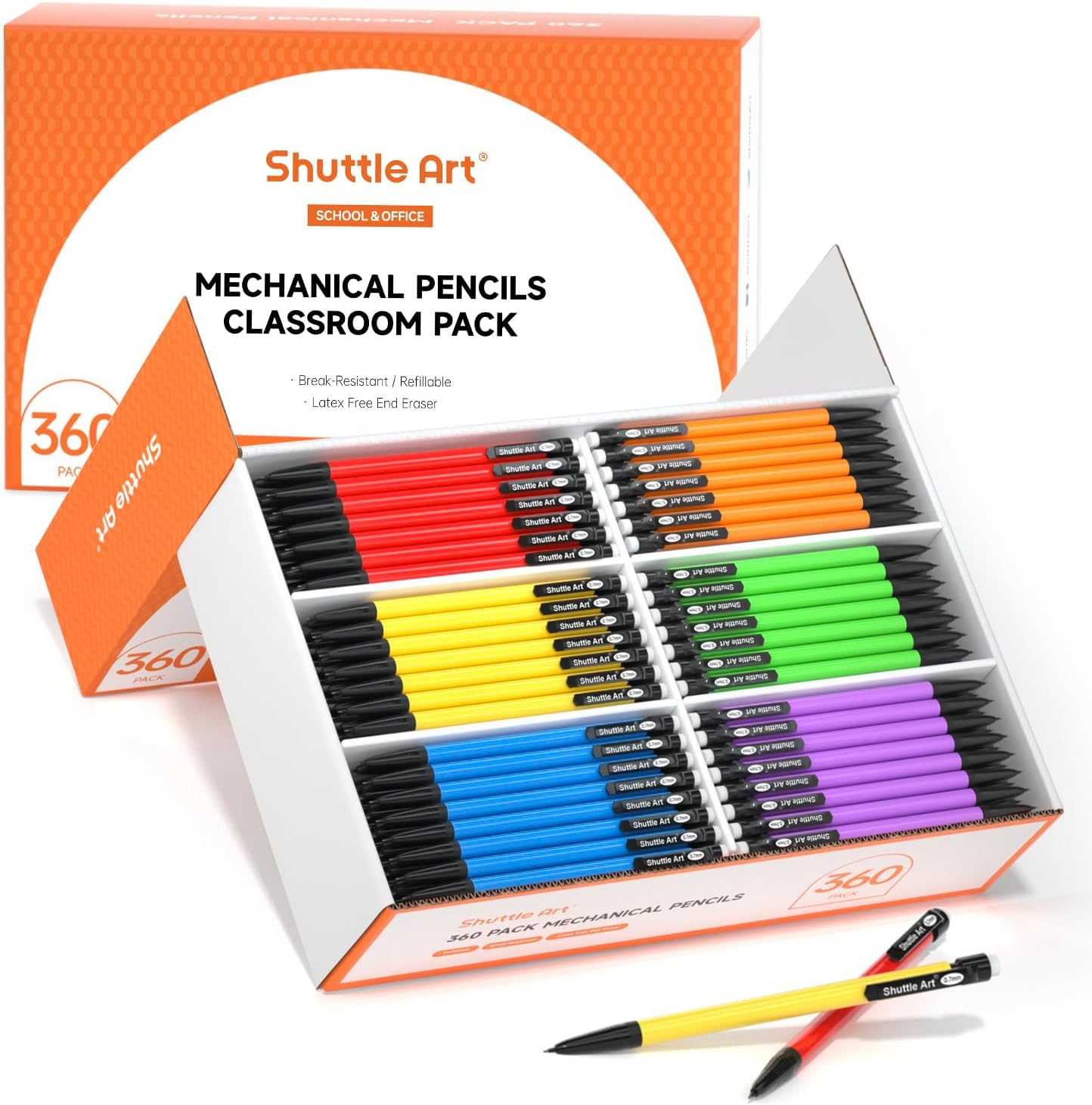 Shuttle Art Mechanical Pencils, 162 Pack Bulk Mechanical Pencils 0.7mm Medium Point, HB #2 Lead Pencils, Assorted Barrels, Office School Supplies