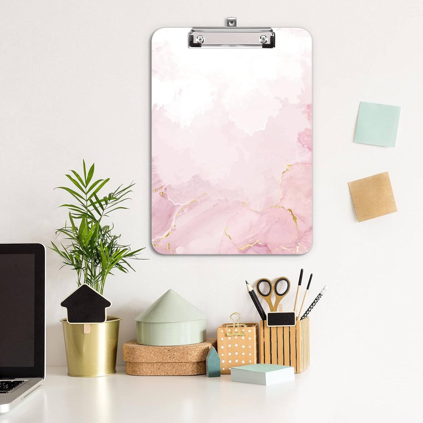 Hongri Plastic Cute Clipboard, Letter Size for Students, Teacher, Woman and Kids, Low Profile Clip, Decorative Pattern, Size 9 x 12.5 in, Dream Marble