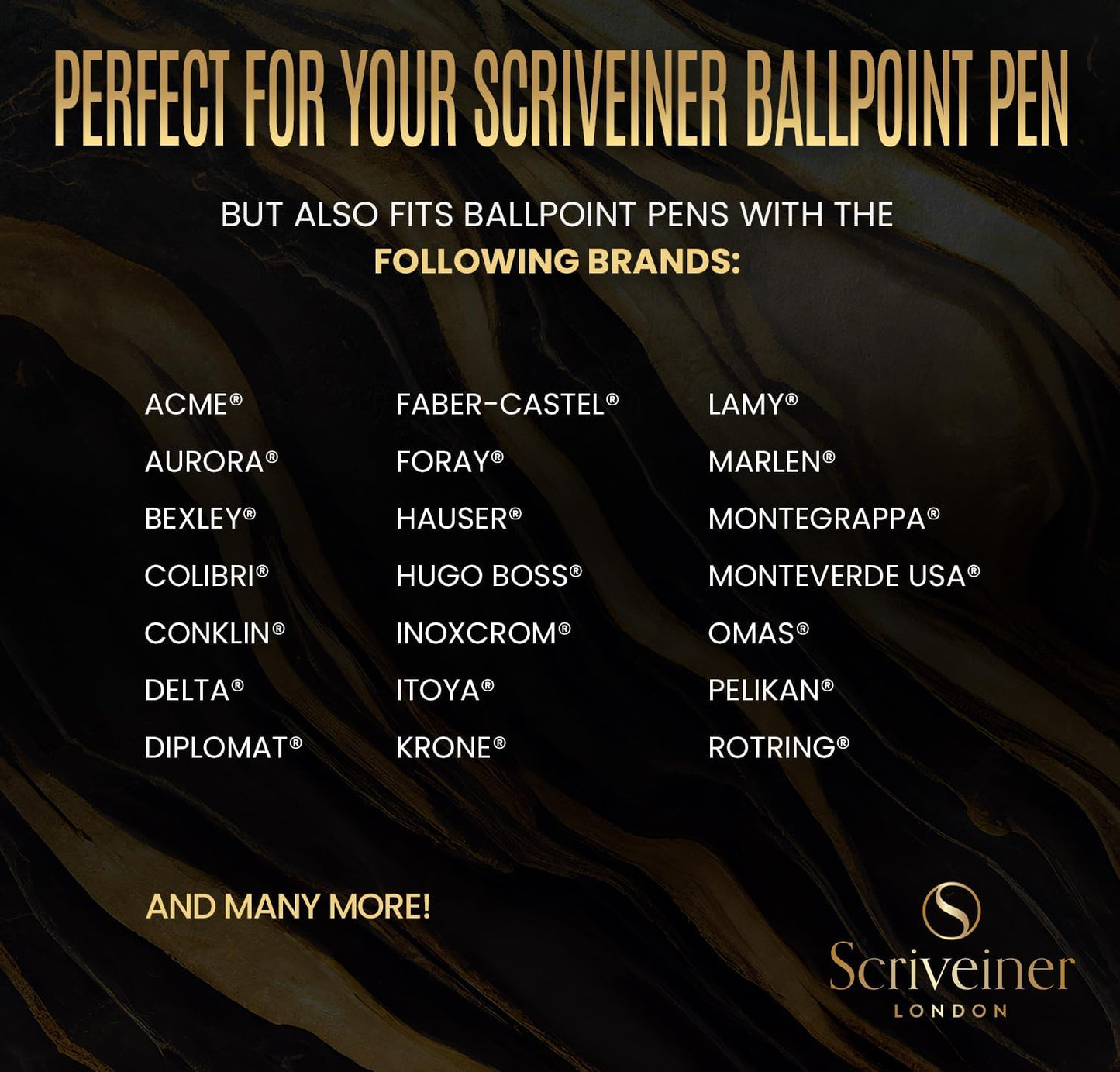 Scriveiner Ballpoint Refill Black Medium - 4 Ballpoint Refills Designed Pens - Stainless Steel Tip with Tungsten-Carbide Ball Refill M - Made in Germany