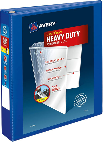 Avery Heavy-Duty View 3 Ring Binder, 2" One Touch EZD Rings, 1 Pacific Blue Binder (79778)