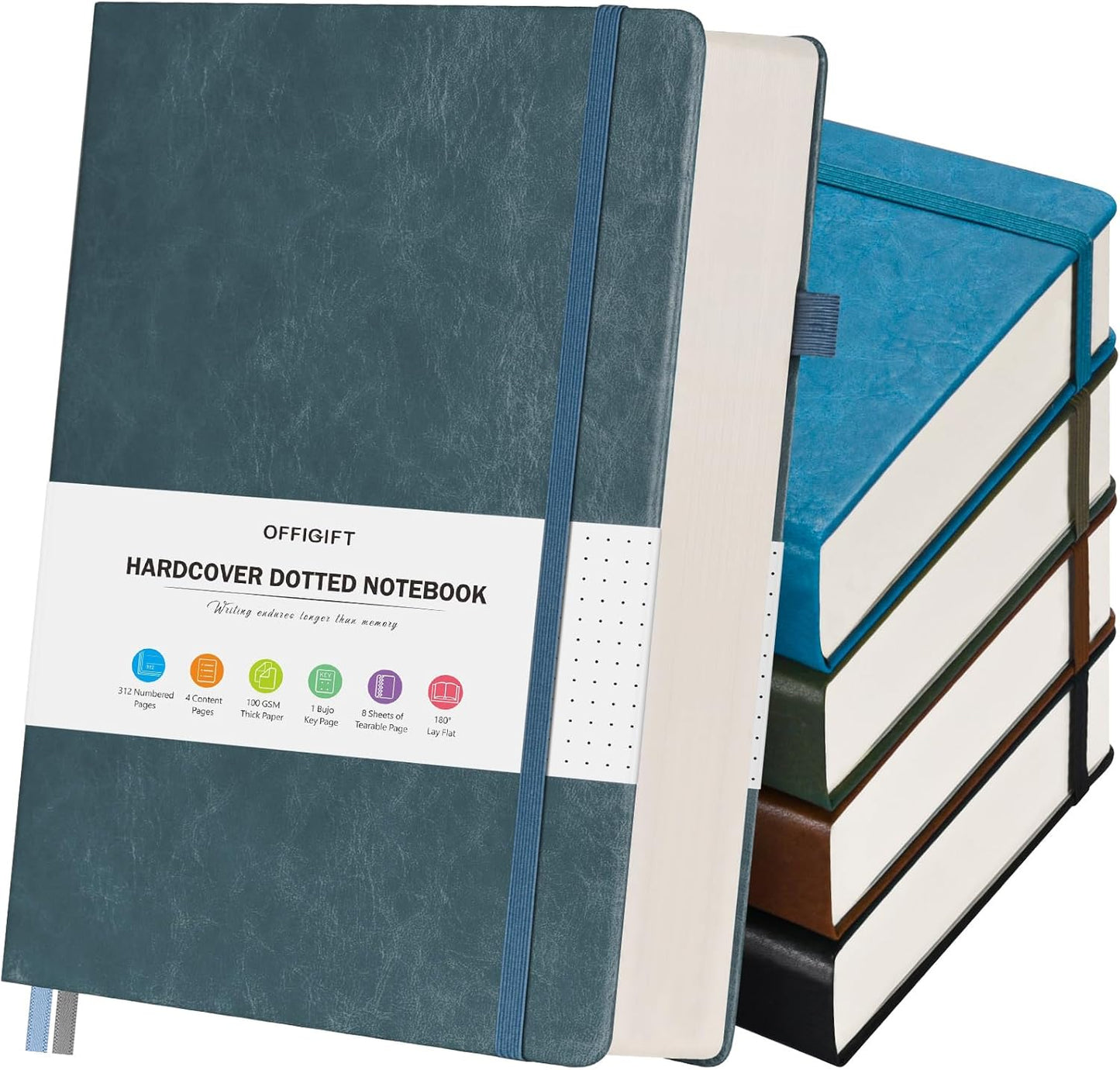 5 Pack College Ruled Notebook, 312 Numbered Pages Thick Notebooks Bulk, 100gsm No Bleed Paper Hardcover Leather Journal, Lined Journal Notebook Set for Women Men School Office, A5, Multicolor