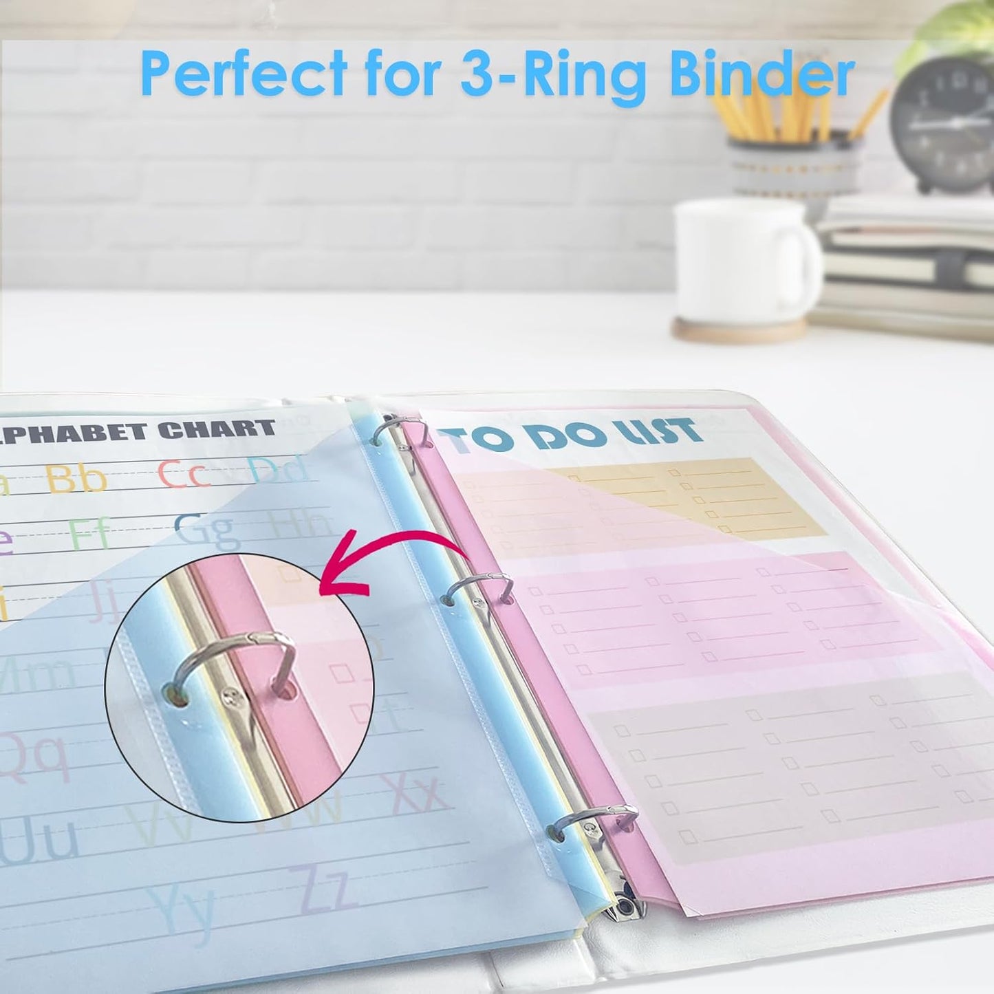 8 Count Binder Dividers with Two Pockets, 8 Tabs Binder Dividers for 3 Ring Binder Letter Size, Durable Plastic Binder Divider with Tabs, Insertable Big Tabs, 1 Set, Pastel