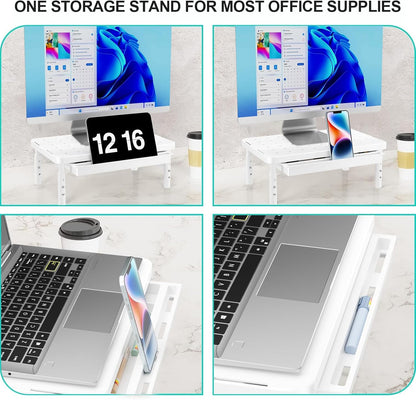 WALI Computer Monitor Stand for Desk, Adjustable Laptop Riser, Desk Monitor Stand Underneath Storage for Office, School Supplies (PTT001-B), 1 Pack, Black