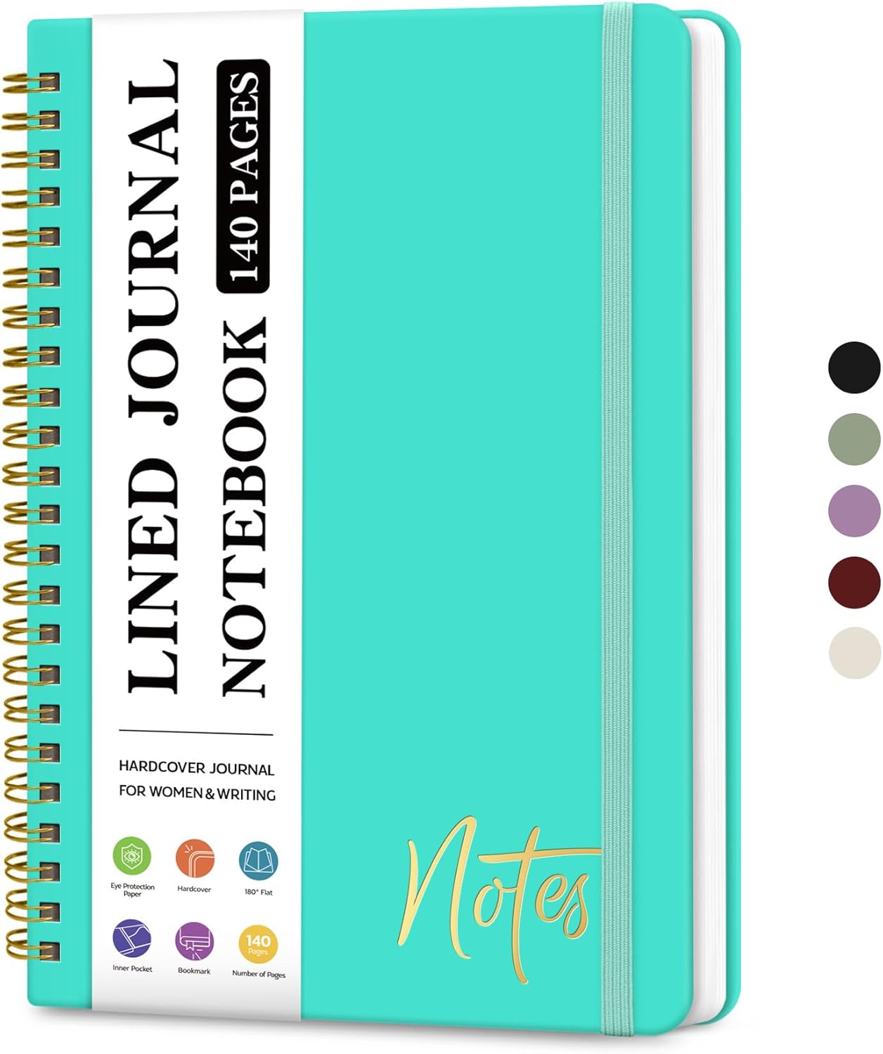 ZOTIA Lined Spiral Journal Notebook for Women, A5 College Ruled Journals for Writing, Hardcover Notebooks for Work, Note taking and Office School Supplies,140 Pages - Yellow