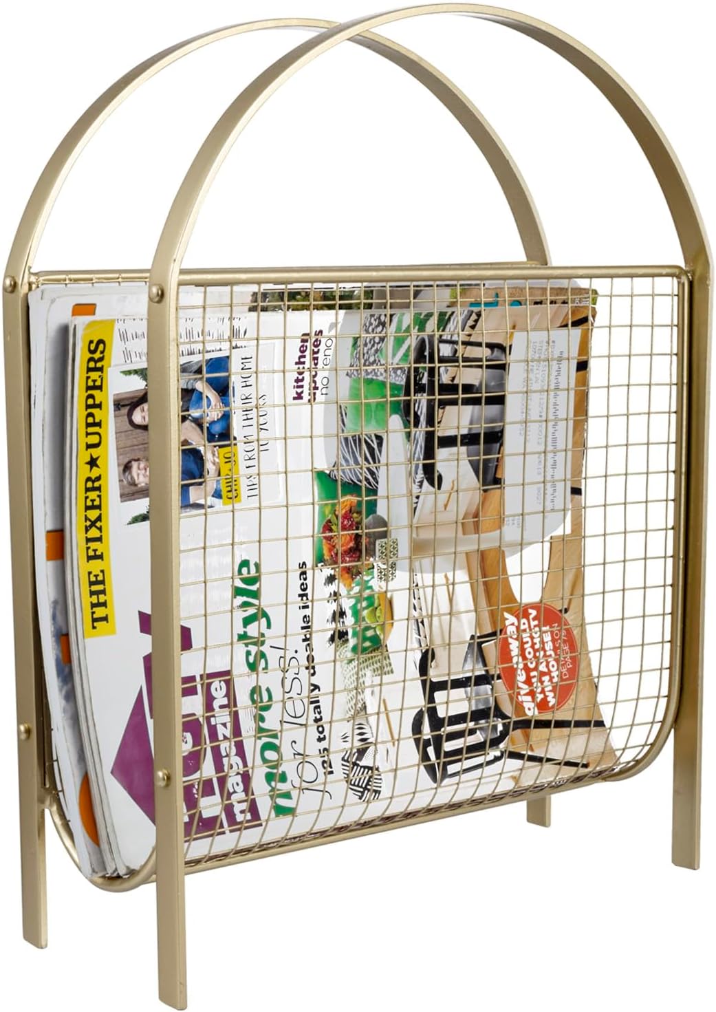 MyGift Magazine Rack, Floor Freestanding Magazine Holder for Bathroom Bedroom Office, Books Newspapers File Mail Organizer, Mid Century Modern Decor Wire Storage for Tablets and Documents