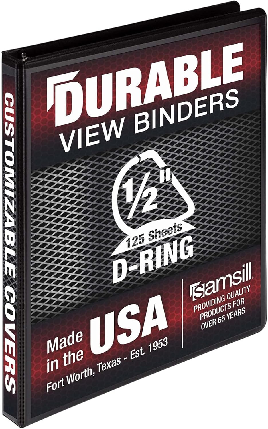 Samsill Durable 4 inch 3 Ring Binder, D Ring Binder, 100% Recycled Chipboard, Black, 2 Pack