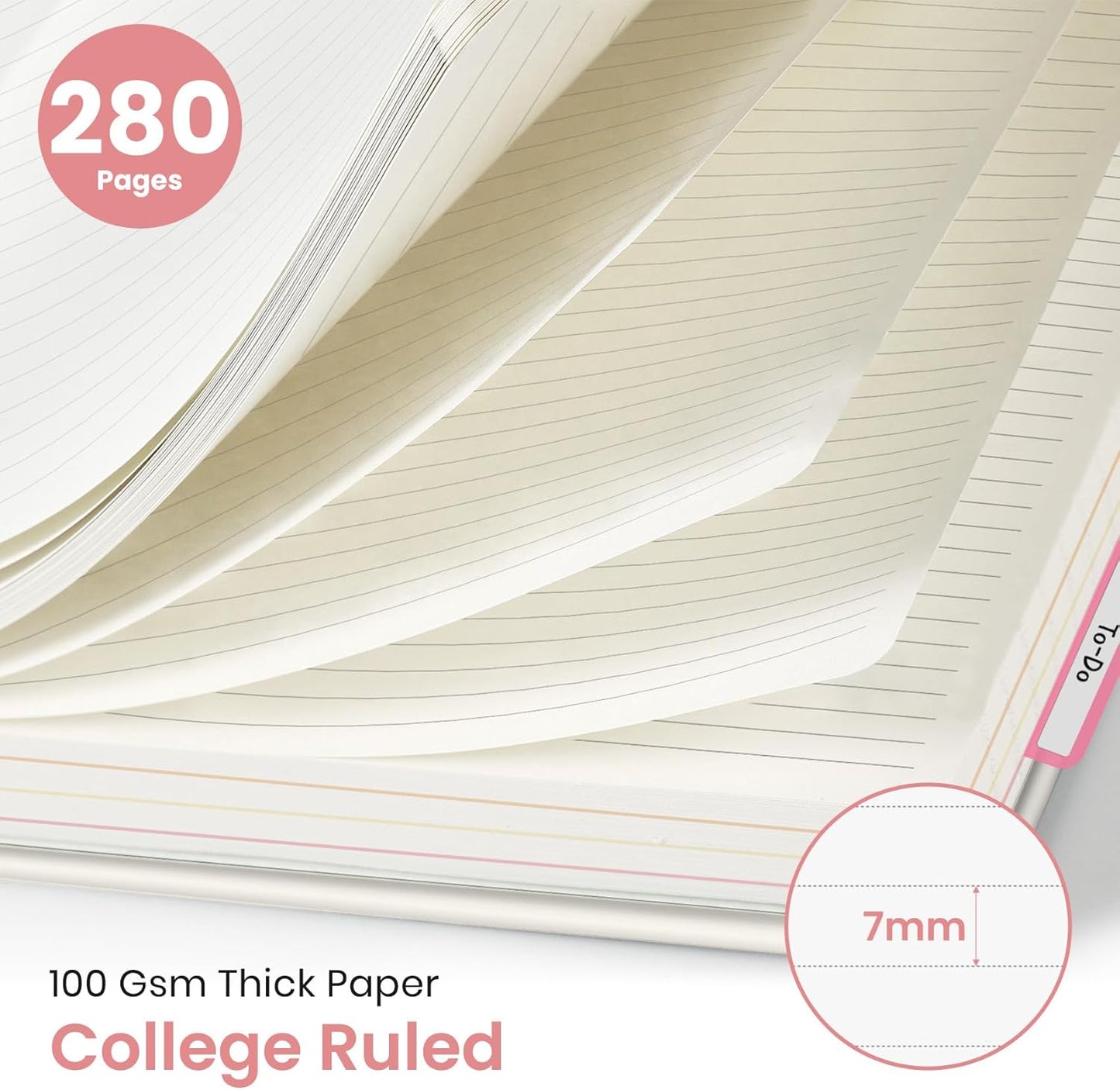 Large Spiral Notebook with Dividers & Tabs, 8.5" x 11" Hardcover 5 Subject Notebook for Work, 280 pages, College Ruled, Cute Journal for Women, Perfect for Study & Office Note Taking, Garden