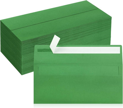 50 Pack #10 Business Envelopes, Sage Green Standard Envelopes Self Seal, Letter Size Mailing Envelopes for Checks Letters Invoices Statements Birthday Graduation Wedding, 4 1/8 x 9 1/2 Inch
