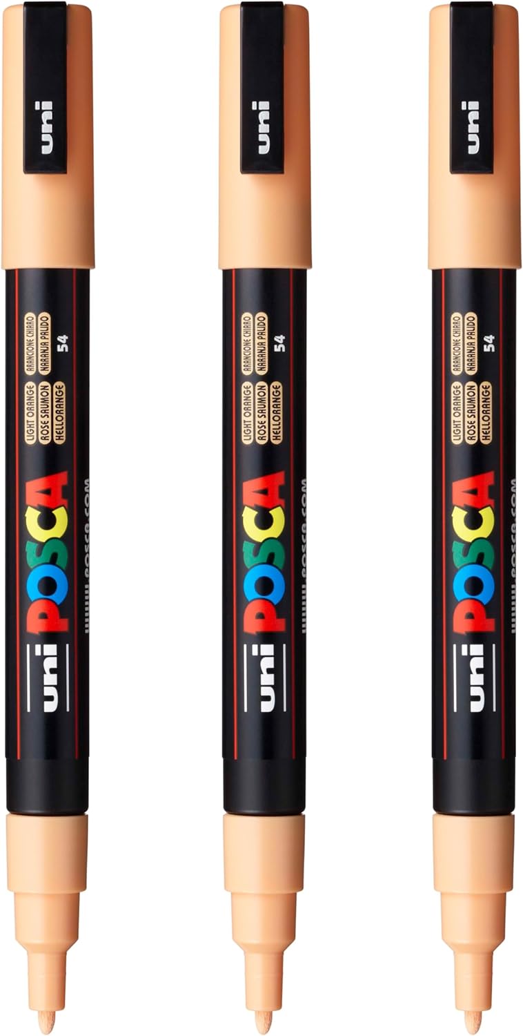 posca PC-3M Water-Based Paint Markers, Reversible Fine Tip (0.9-1.3mm), Pink, 3 Count