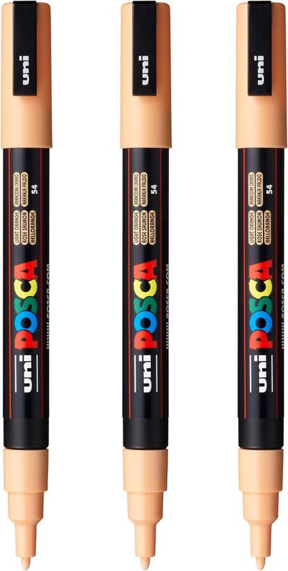 posca PC-3M Water-Based Paint Markers, Reversible Fine Tip (0.9-1.3mm), Pink, 3 Count
