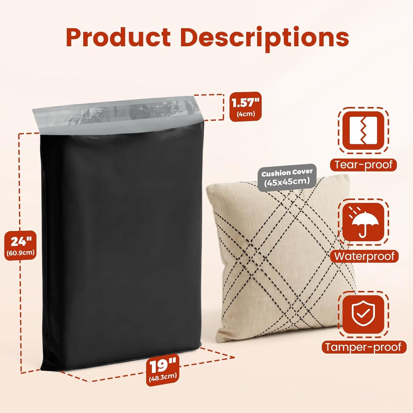 Metronic White Poly Mailers 14.5x19 100 Pack, Large Shipping bags Self-Seal Shipping Envelopes , Packaging Envelope for Small Business, Boutique, Clothing