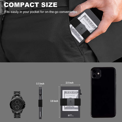 SEMORID Slim Aluminum Card Holder Wallet for Men, Durable Expandable Backplate, RFID Blocking Minimalist Metal Pop Up Wallet, Holds 12+ Cards Plus Cash (Black)