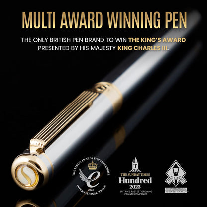 Scriveiner Midnight Blue Rollerball Pen - Stunning Blue Lacquer Luxury Pen, Chrome Finish, Schmidt Ink Refills, Men & Women, Professional, Executive Office, Nice Pen