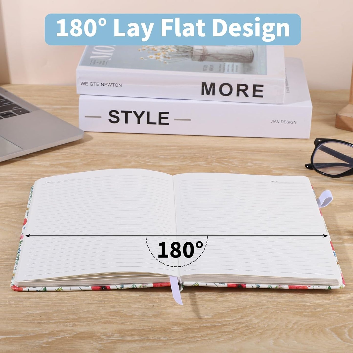 Thboxes 80 Sheets Lined Journal Notebook, 5.7" X 8.3" Hardcover Executive Notebook for Student Worker Women Men, Notepads Journals for Writing Travel & Organization, Nurses Week Gifts, Pink