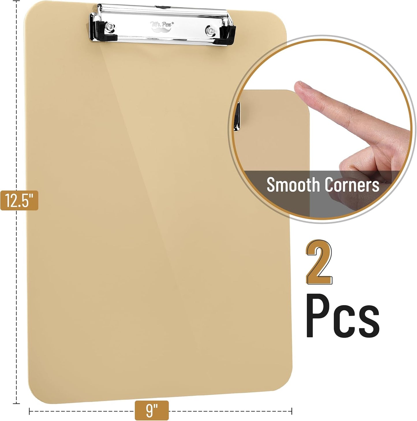 Mr. Pen- Plastic Clipboard, 12.5" x 9", 2 Pack, Clipboard Plastic, Low-Profile Metal Clip with Retractable Hanging Hole