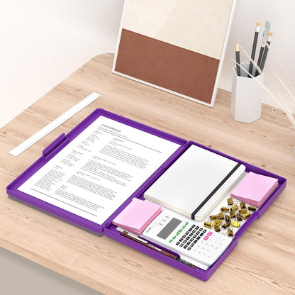 Rimilak Plastic Clipboard with Storage, Side Opening with 2 Compartment, Size 13.3 x 9.4 x 1.5 Heavy Duty High Capacity Nursing Box for Work School & Office Supplies, Black