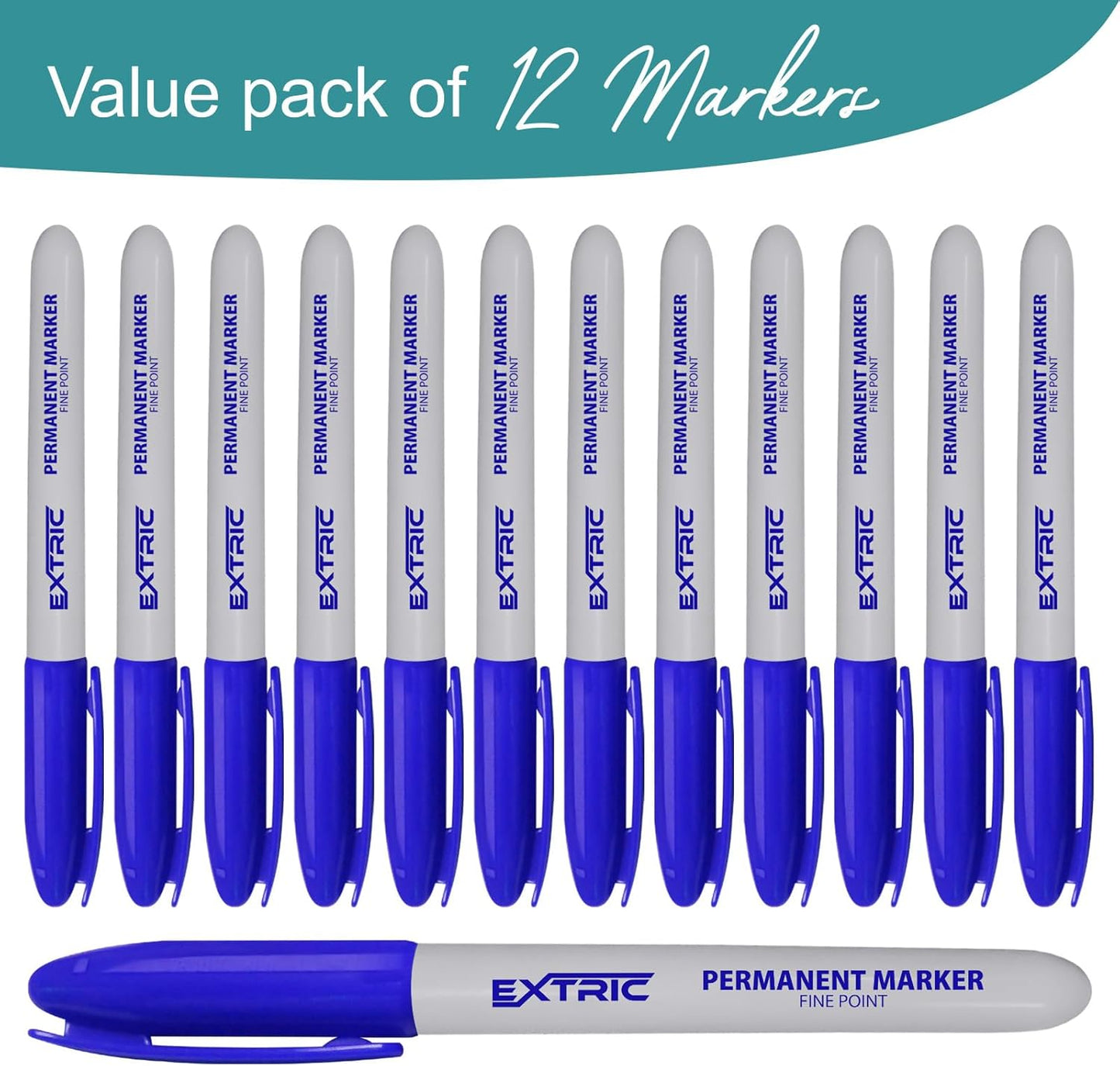 EXTRIC Permanent Markers Black, 36 Count Fine Point Markers, Quick Drying, Works on Wood, Paper, Plastic, Metal and Glass, for Home, Office and School use