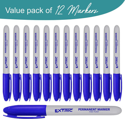 EXTRIC Permanent Markers Black, 36 Count Fine Point Markers, Quick Drying, Works on Wood, Paper, Plastic, Metal and Glass, for Home, Office and School use