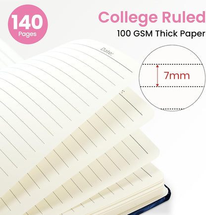 ZOTIA Lined Spiral Journal for Women, A5 Pretty Hardcover Notebook for Work, School & Office Writing, Aesthetic Writing Journal College Ruled, 140 Pages, 5.8" x 8.3", Twilight Bloom