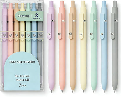 Donyang Gel Pens, 7pcs 0.5mm Black Ink Pens Quick Dry Fine Point Smooth Writing Pens for Journaling Note Taking, Cute Nurse Teacher Work Desk Accessories Office School Supplies Gifts for Women Men