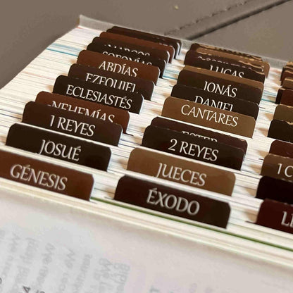 Thinkor Reposition Laminated Bible Tabs, Large Print Stickers, Easy to Read & Apply Bible Tabs for Women & Man (Earthy Brown)