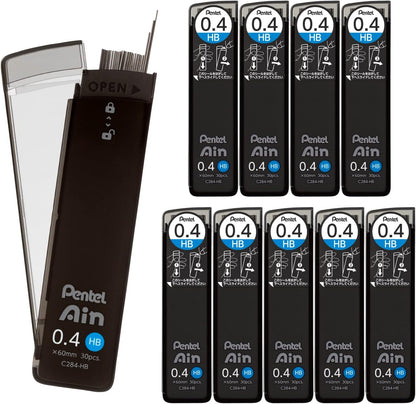 Pentel Ain AMZ-XC284HB3P Mechanical Lead, 0.02 inches (0.4 mm), HB, 3 Pieces