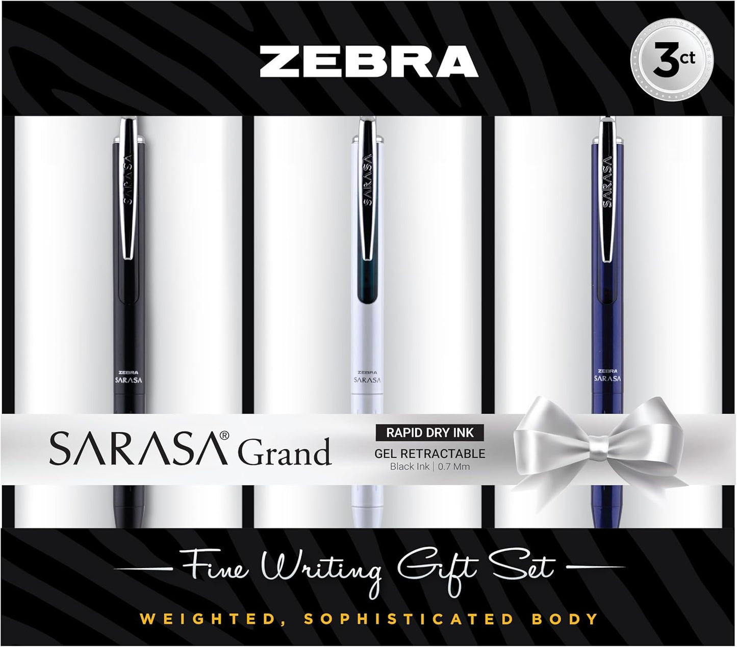 Zebra Pen, SARASA Grand Retractable Gel Pen, Solid Brass Barrel, Fast-Drying Black Ink, 0.7mm Point, Ideal for the Left Handed, Eliminates Smudging, Navy Brass Barrel, 1-Pack, (45211)