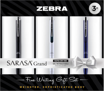 Zebra Pen, SARASA Grand Retractable Gel Pen, Solid Brass Barrel, Fast-Drying Black Ink, 0.7mm Point, Ideal for the Left Handed, Eliminates Smudging, Navy Brass Barrel, 1-Pack, (45211)