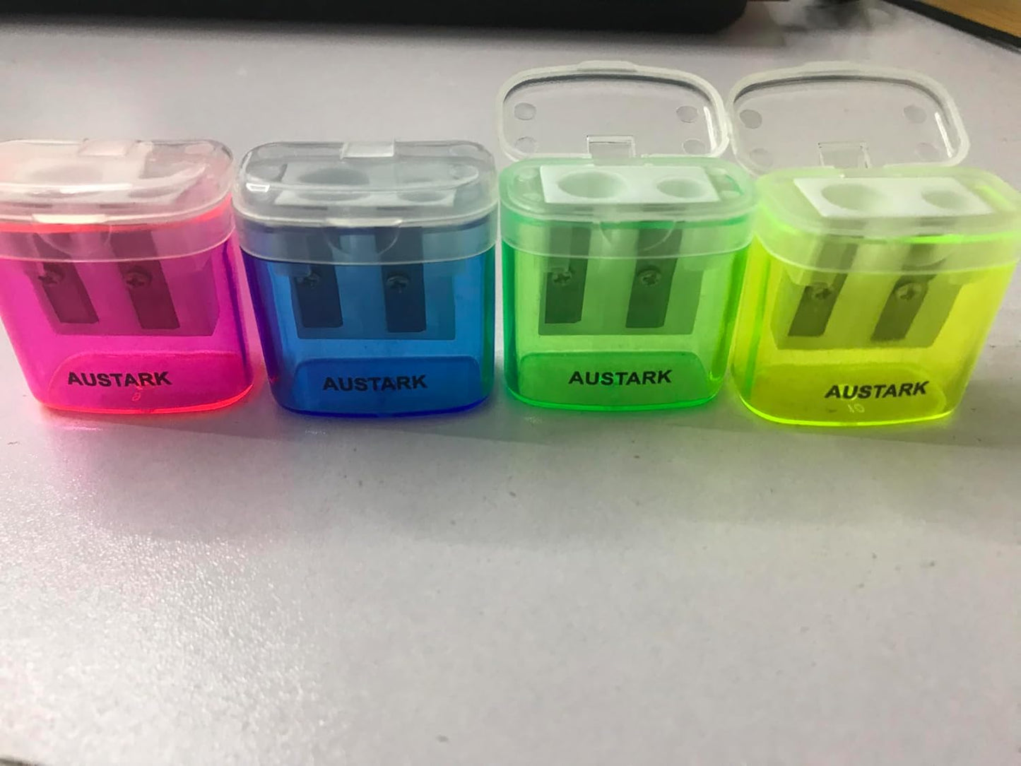 AUSTARK 4Pcs Pencil Sharpeners Manual for Kids Adults, Dual Hole Small Handheld Pencil Sharpener Bulk for Office School Home, Back to School Supplies
