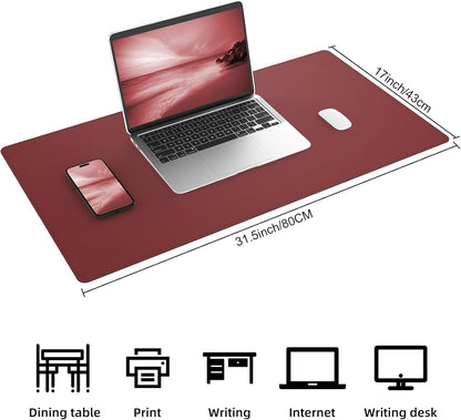 Large Desk Mat 47.2" x 17" Leather Desk Pad Protector with Natural Cork & PU Leather, Non-Slip Office Desk Mat, Large Mouse Pad, Waterproof Desk Blotter pad for Office&Home(Black)