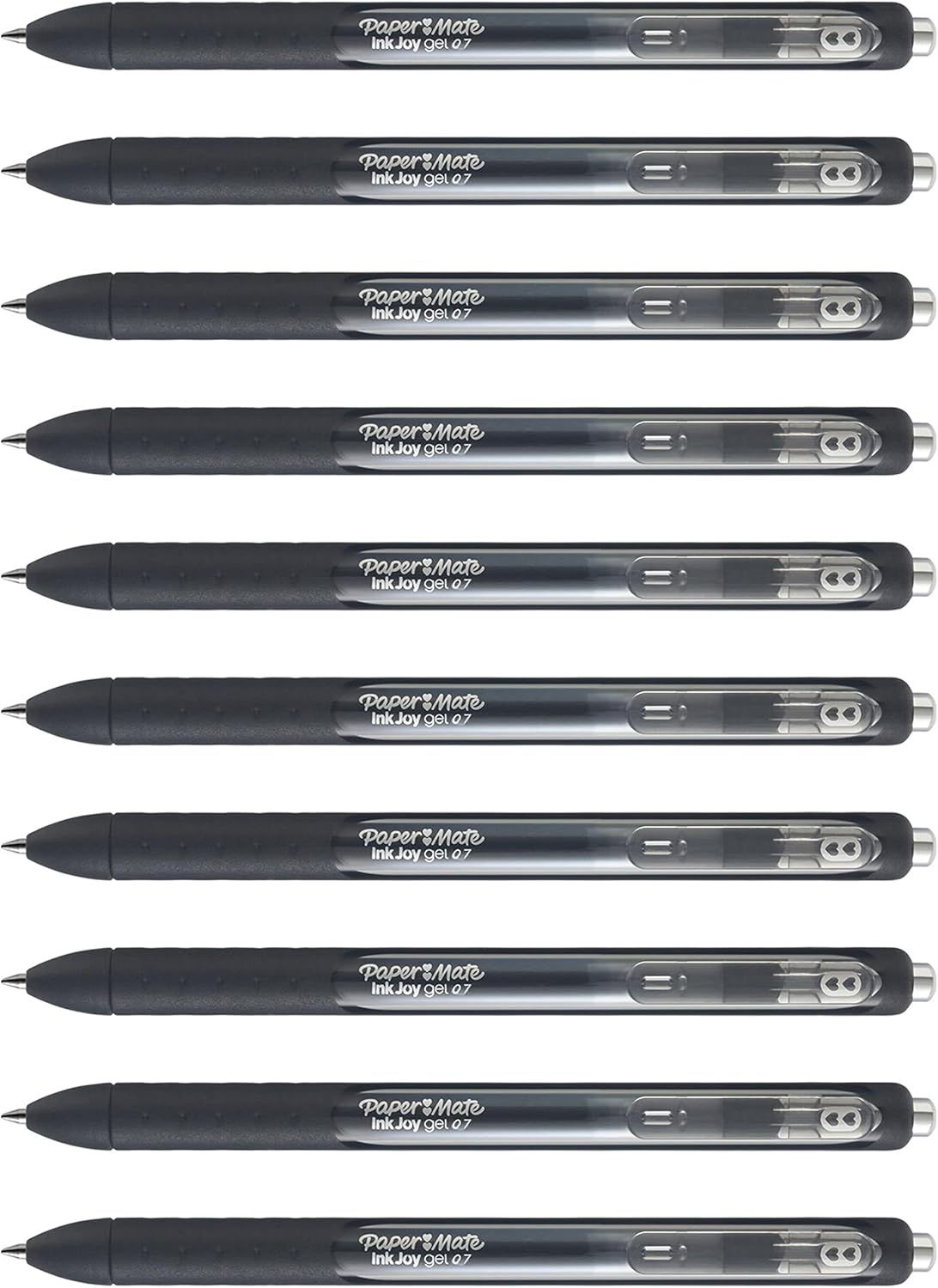 Paper Mate InkJoy Gel Pens, Black, Medium Point (0.7mm), Comfort Grip, 10 Count - Fast Drying Ink, Smooth Writing, Office Supplies