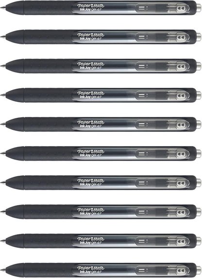 Paper Mate InkJoy Gel Pens, Black, Medium Point (0.7mm), Comfort Grip, 10 Count - Fast Drying Ink, Smooth Writing, Office Supplies